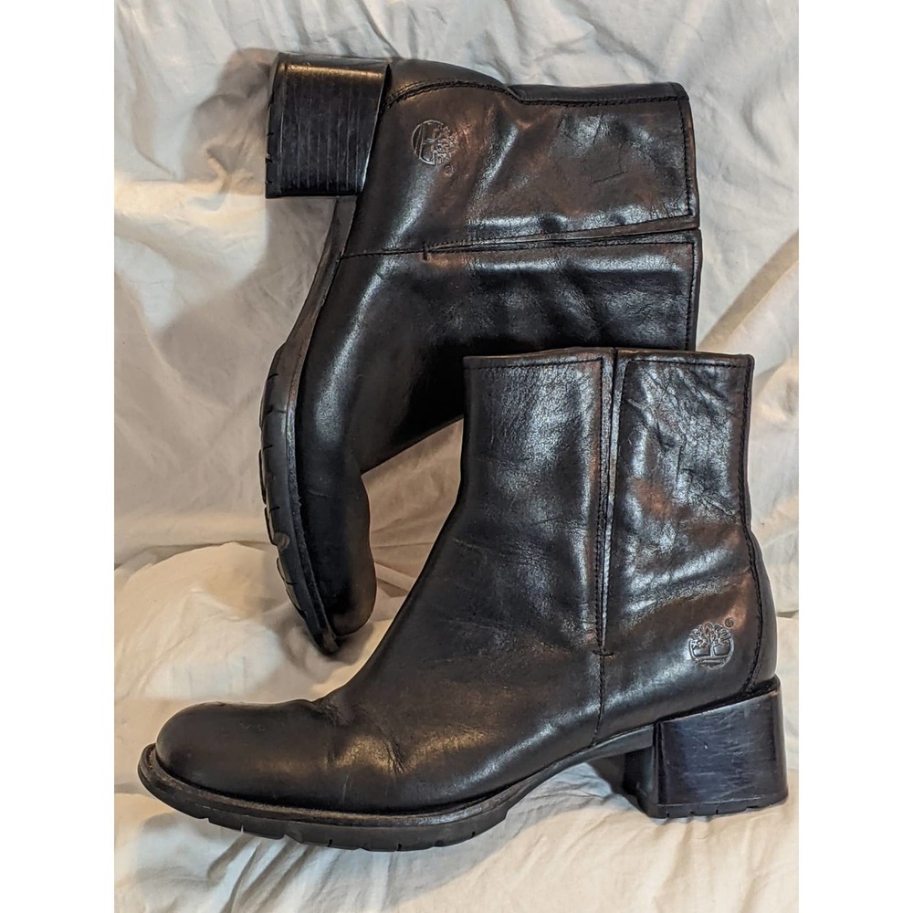 NWOT TIMS! TIMBERLAND BLACK LEATHER STREET NEAT DOUBLE ZIP BOOTS! SIZE 8.5